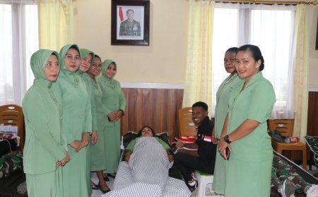 Solidaritas dan Kepedulian Kodim Jayapura Gelar Kegiatan Donor Darah dalam Perayaan HUT Persit KCK ke-78