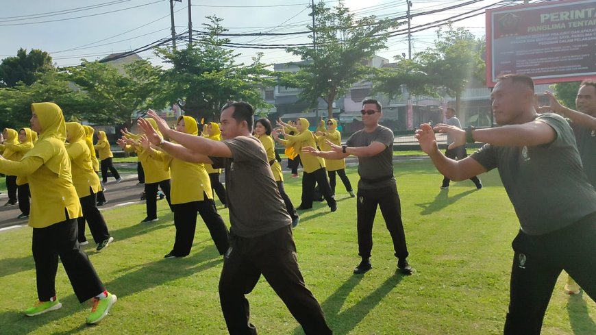 Jumat Sehat, Kodim 0712 Tegal Gelar Senam Aerobik