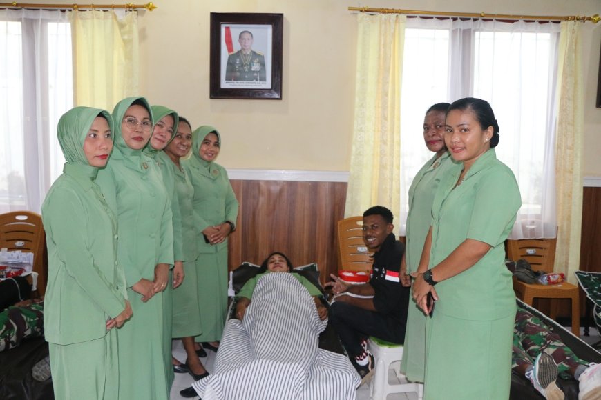 Solidaritas dan Kepedulian Kodim Jayapura Gelar Kegiatan Donor Darah dalam Perayaan HUT Persit KCK ke-78