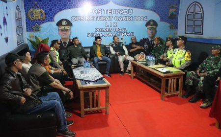Dandim Tegal Bersama Forkopimda Monitoring Pos Pengamanan Hari Raya Idul Fitri 1445 H Di Wilayah Kabupaten Tegal