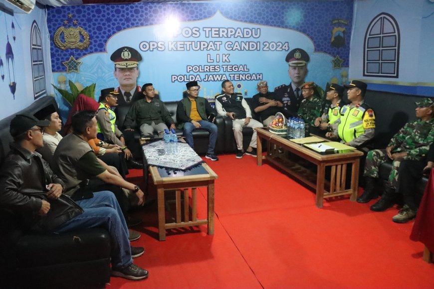 Dandim Tegal Bersama Forkopimda Monitoring Pos Pengamanan Hari Raya Idul Fitri 1445 H Di Wilayah Kabupaten Tegal