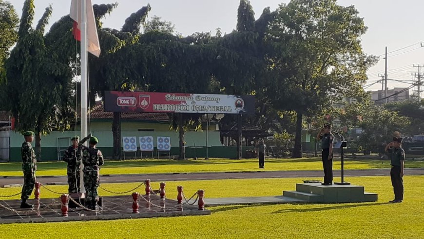 Kodim 0712 Tegal Gelar Upacara Bendera Hari Senin April 2024