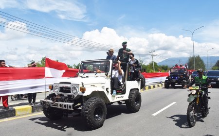 Sukseskan Pembentangan Bendera Merah Putih Panjang 11.000 Meter Kodim Jayapura Kerahkan 100 Prajurit