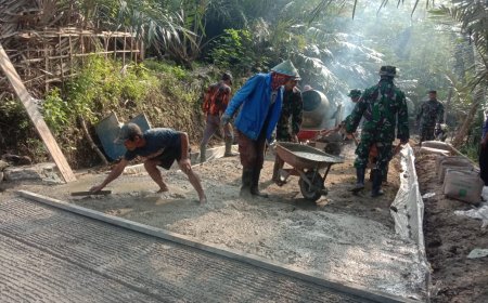 Pengecoran Jalan TMMD Reguler ke-120 di Sijenggung Capai 53 Persen