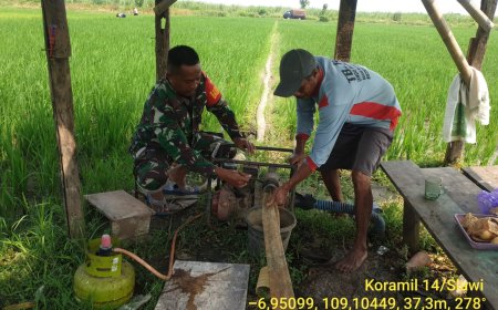 Dukung Program Ketahanan Pangan, Babinsa Koramil 14 Slawi Kodim Tegal Dampingi Pompanisasi