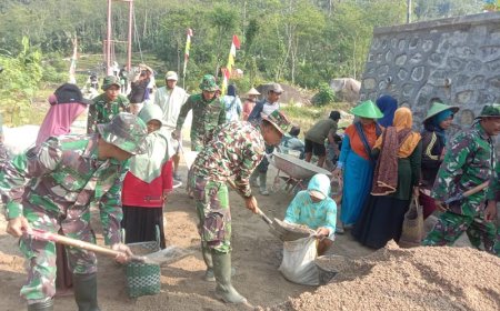 Warga dan Satgas TMMD Reguler ke-120 Tetap Semangat Kerja Bakti di Hari ke-20