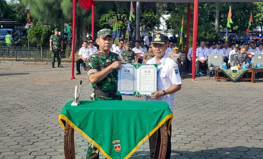 Kodim Tegal Gelar Upacara Pembukaan TMMD Di Kelurahan Pekauman Kota Tegal