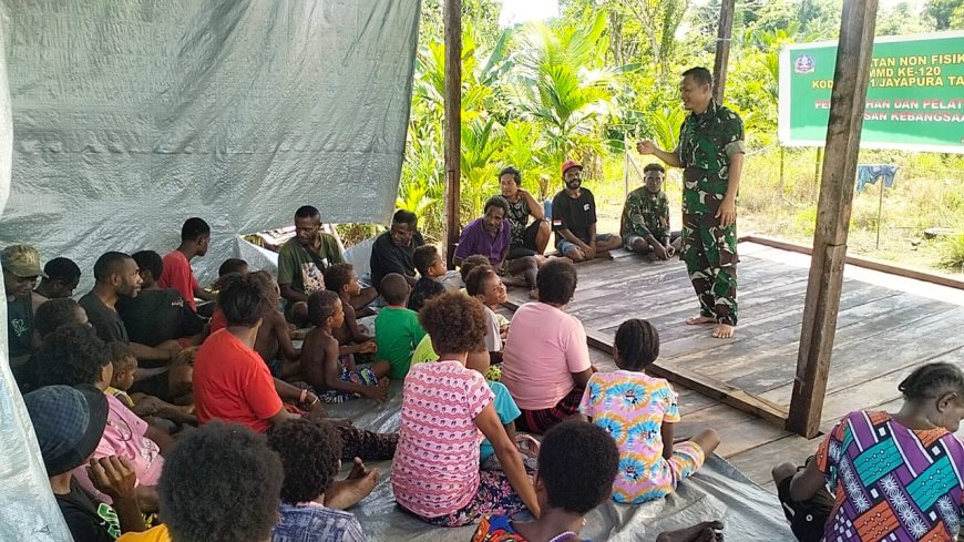 Tumbuhkan Jiwa Nasionalisme, Satgas TMMD Kodim Jayapura Berikan Penyuluhan dan Pelatihan Wawasan Kebangsaan