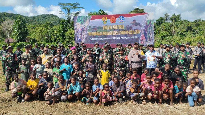 TMMD Reguler Kodim Jayapura Resmi Ditutup, Dandim Berharap Selanjutnya Dapat Membangun Sekolah Di Kampung Naira
