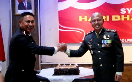 Dandim Jayapura Geruduk Polresta Jayapura Kota Beri Ucapan Selamat Hari Bhayangkara