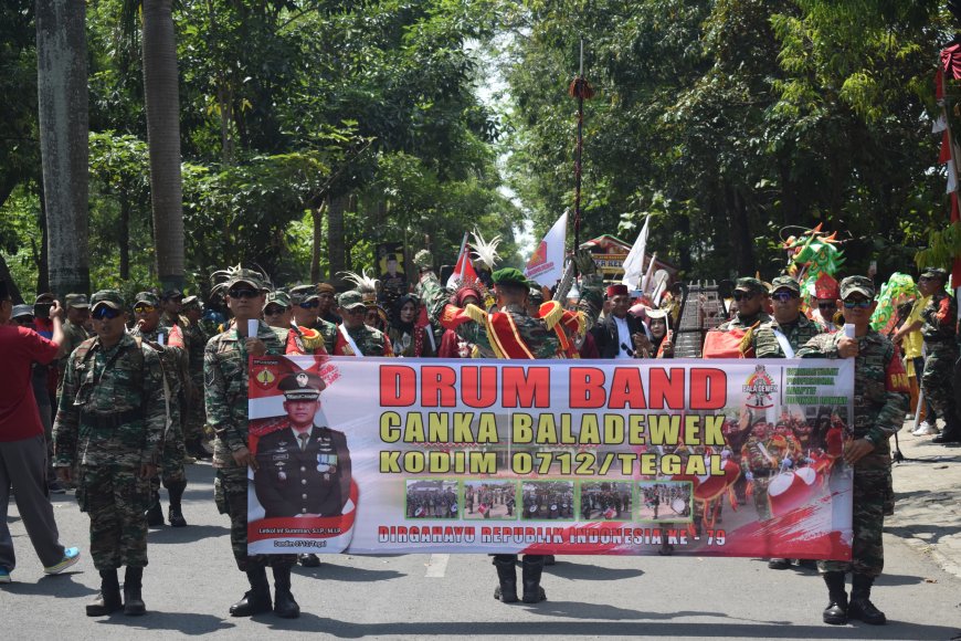 Kodim 0712 Tegal Ikuti Karnaval HUT RI Ke-79 Tingkat Kabupaten Tegal