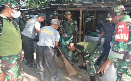 Jelang HUT TNI Ke – 79, Kodim 0712 Tegal Bersihkan Pasar Trayeman
