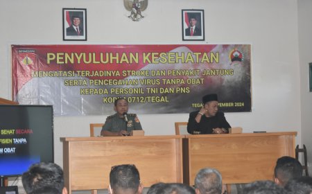 Peduli Kesehatan, Anggota Kodim Tegal Dapat Penyuluhan Kesehatan Penyakit Struk dan Jantung Tanpa Obat