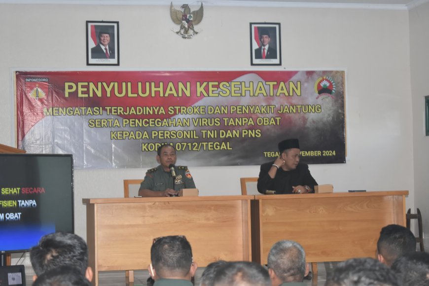 Peduli Kesehatan, Anggota Kodim Tegal Dapat Penyuluhan Kesehatan Penyakit Struk dan Jantung Tanpa Obat