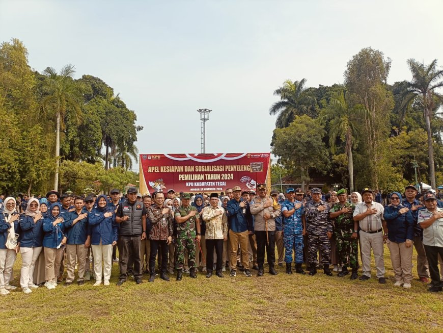 Dandim 0712 Tegal Hadiri Apel Kesiapan Dan Sosialisasi Penyelengara Pilkada Kabupaten Tegal Tahun 2024