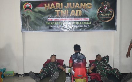 Peringati Hari Juang TNI AD, Kodim Tegal Gelar Donor Darah