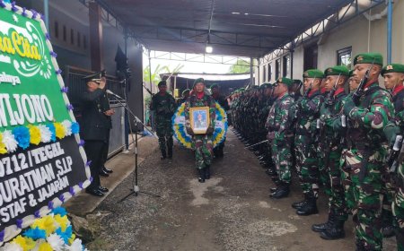 Dandim 0712 Tegal Pimpin Upacara Pemakaman Militer Almarhum Peltu Wijono