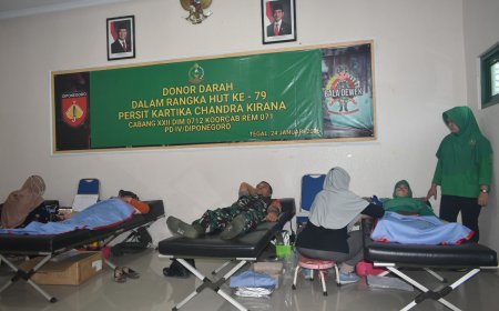 Peringati HUT ke-79 Persit, Kodim 0712 Tegal Gelar Donor Darah