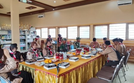 Babinsa Koramil 13 Banjarmangu Hadiri Pelantikan Pramuka Garuda Siaga