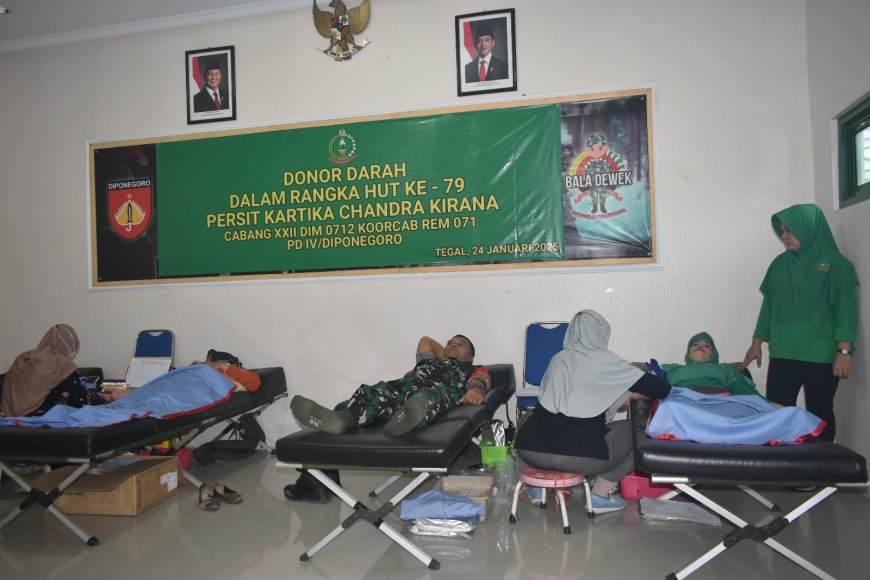 Peringati HUT ke-79 Persit, Kodim 0712 Tegal Gelar Donor Darah