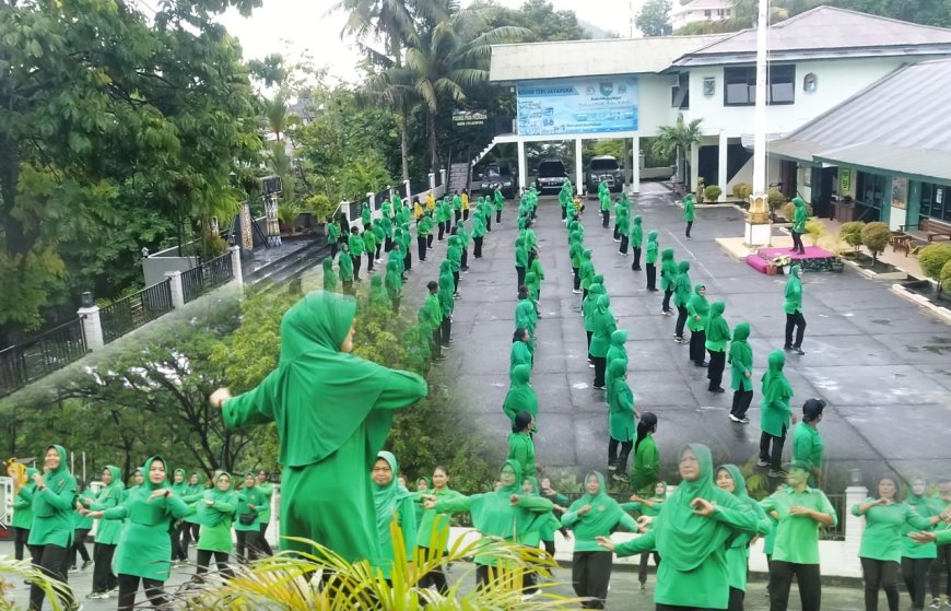 Senam Bersama Persit KCK Cabang XVI Kodim Jayapura Jaga Kebugaran Dan Dukung Tugas Suami