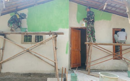 Cat Hijau RTLH Sebagai Kenangan Kepada Pemilik Rumah dari Satgas TMMD Kodim Tegal