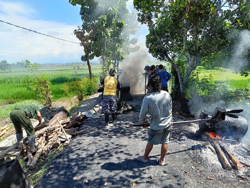 Sudah 57 % Tim Satgas TMMD Kodim Tegal Kebut Perbaikan Jalan