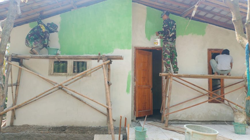 Cat Hijau RTLH Sebagai Kenangan Kepada Pemilik Rumah dari Satgas TMMD Kodim Tegal