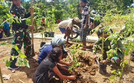 Perkuat Ketahanan Pangan Satgas TMMD Kodim Jayapura Bersama Warga Tanam Tanaman Palawija