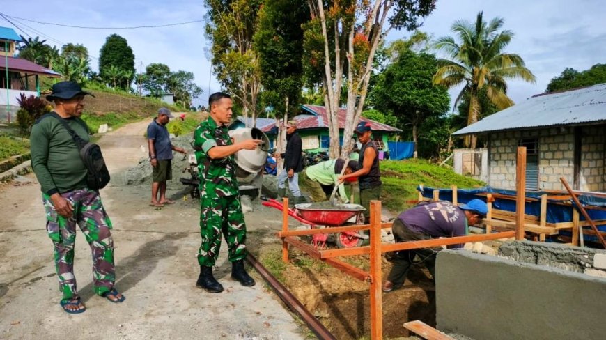 Pastikan Berjalan Lancar Pasiter Kodim Jayapura Pantau Pembangunan Fisik Program TMMD