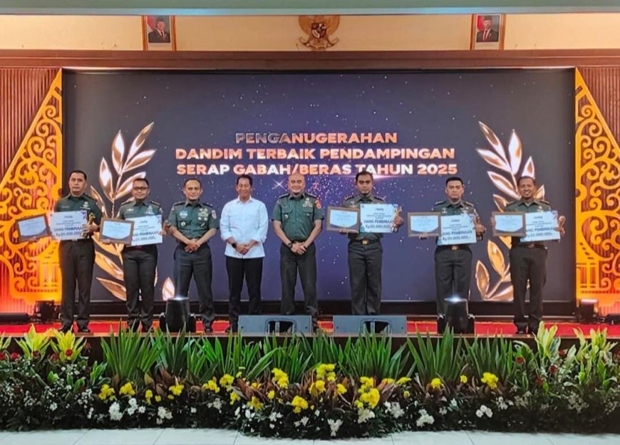 Dandim 0712/Tegal Terima Penghargaan Dandim Terbaik dalam Pendampingan Serap Gabah/Beras Tahun 2025