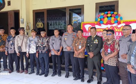 Danramil 19 Bumijawa Berikan Ucapan Selamat HUT Bhayangkara ke-79 di Mapolsek Bumijawa