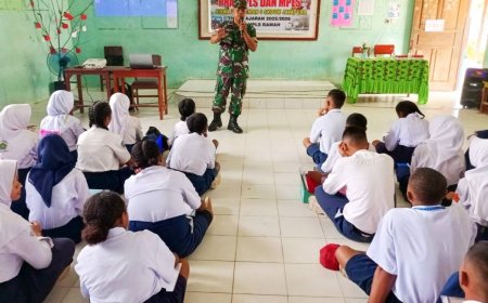 Koramil Muara Tami Tanamkan Jiwa Nasionalisme Pelajar di Perbatasan