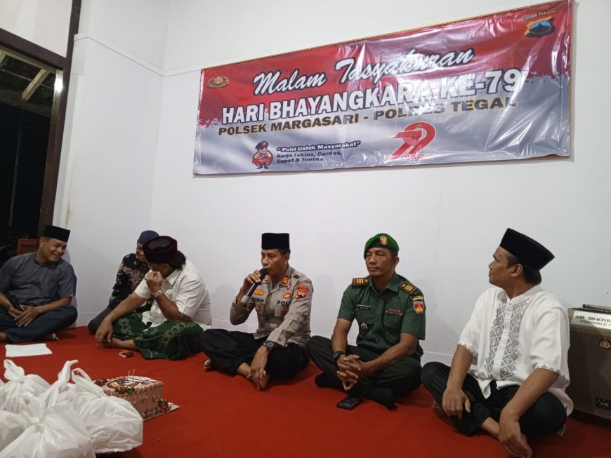 Danramil 16/Margasari Hadiri Tasyakuran Hut Bhayangkara Ke-79 Di Polsek Margasari