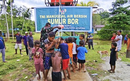 Program Kasad TNI Manunggal Air Lewat Kodim 1701/Jayapura Akhiri Krisis Air Bersih di Kampung Mamda