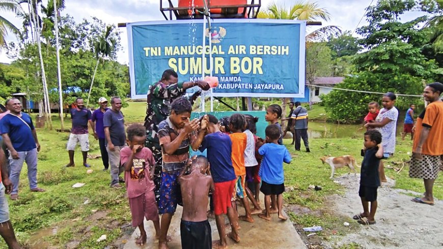 Program Kasad TNI Manunggal Air Lewat Kodim 1701/Jayapura Akhiri Krisis Air Bersih di Kampung Mamda