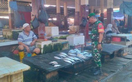 Jelang Nataru, Babinsa Koramil 1701-09/Japsel Monitor Harga Sembako Pasar Hamadi