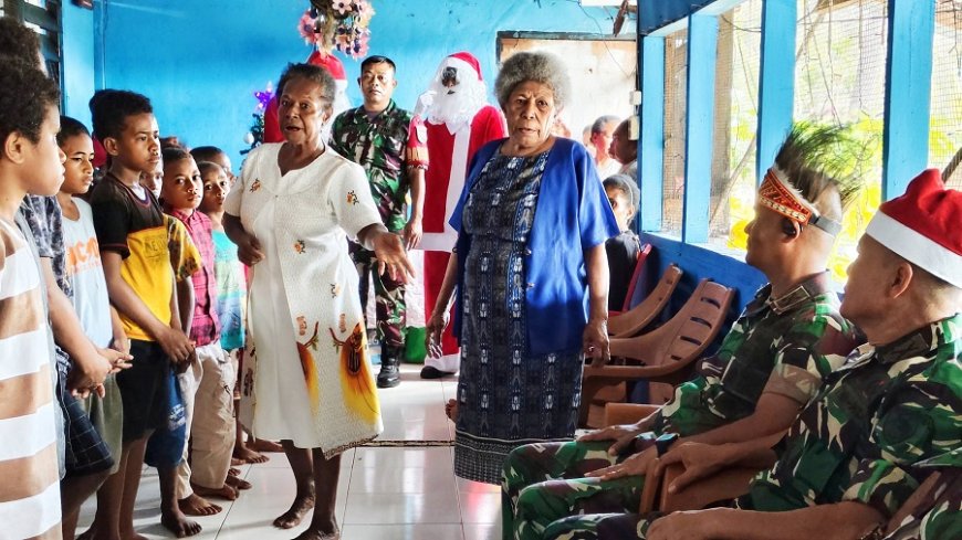 Sambut Natal, Kodim Jayapura Bagikan Bingkisan ke Anak Panti Asuhan
