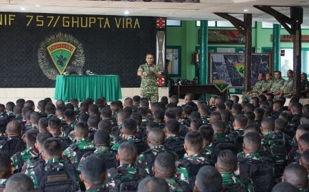 Pangdam XXIV/Mandala Trikora Pastikan Kesiapan Operasi Satgas Pamtas RI-PNG Mobile Yonif 757/GV