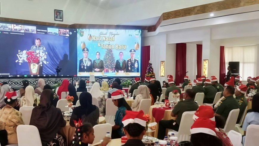 Kasdim 1701/Jayapura Hadiri Perayaan Natal TNI AD Bersama Kasad Melalui Vicon