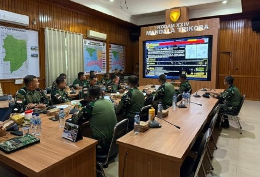 Kodam XXIV/Mandala Trikora Gelar Rapat Penyusunan Rentinkon Kotama Ops TNI Kewilayahan Secara Hybrid