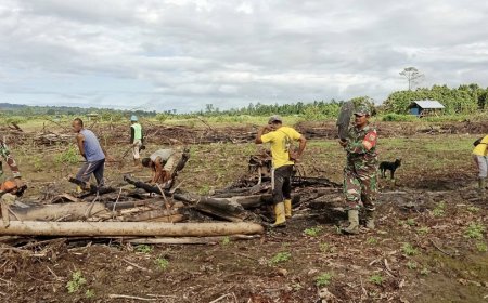 Babinsa Skanto dan Kelompok Tani Gotong Royong Percepat Pemulihan Lahan