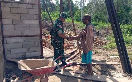Aster Kasdam XXIV/Mandala Trikora Tinjau Progres TMMD Ke-127 Kodim 1704/Mappi di Kampung Yibin