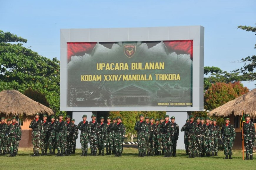 Upacara 17-an Februari 2026, Irdam XXIV/Mandala Trikora Tekankan Soliditas dan Kesiapsiagaan