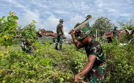 Wujudkan Lingkungan Sehat, Prajurit Yonif TP 810/BEM Gelar Karya Bhakti di Lingkungan Masyarakat