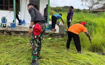 Aktif Kembali! Personel Yonif TP 810/BEM Bersihkan Puskesmas Pembantu untuk Fasilitas Kesehatan Warga