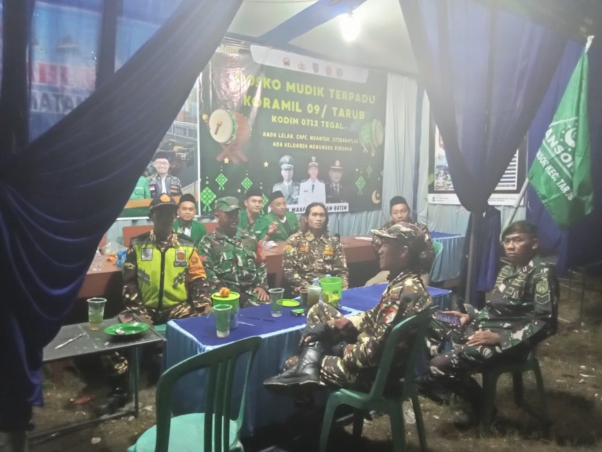 Kodim 0712/Tegal Pantau Arus Mudik Lebaran di Rest Area Mindaka Tarub