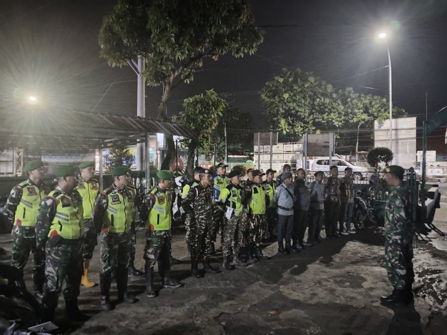 Patroli Gabungan TNI, Polri dan Elemen Masyarakat Jaga Kondusifitas Pasca Idul Fitri di Margasari