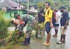 Babinsa dan Bhabinkamtibmas Kompak, Warga Demta Antusias Ikut Gotong Royong