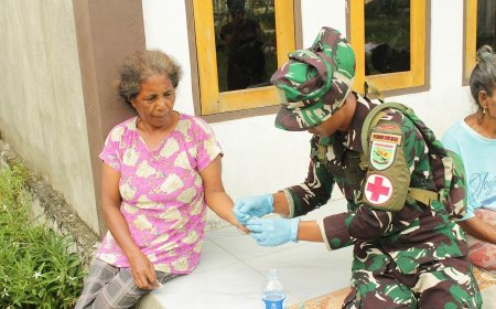 Skrining Malaria Intensif di Distrik Yapsi, Yonif TP 814/JZA dan Puskesmas Turun Langsung Putus Rantai Penularan